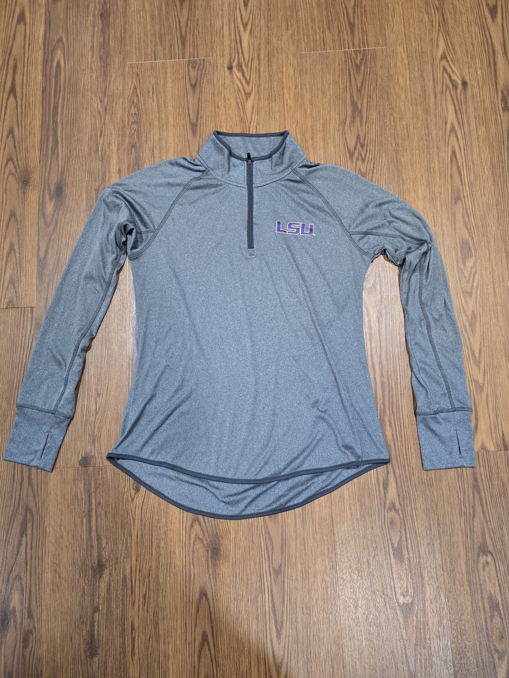 Colosseum Gray LSU Quarter-Zip Long Sleeve Top